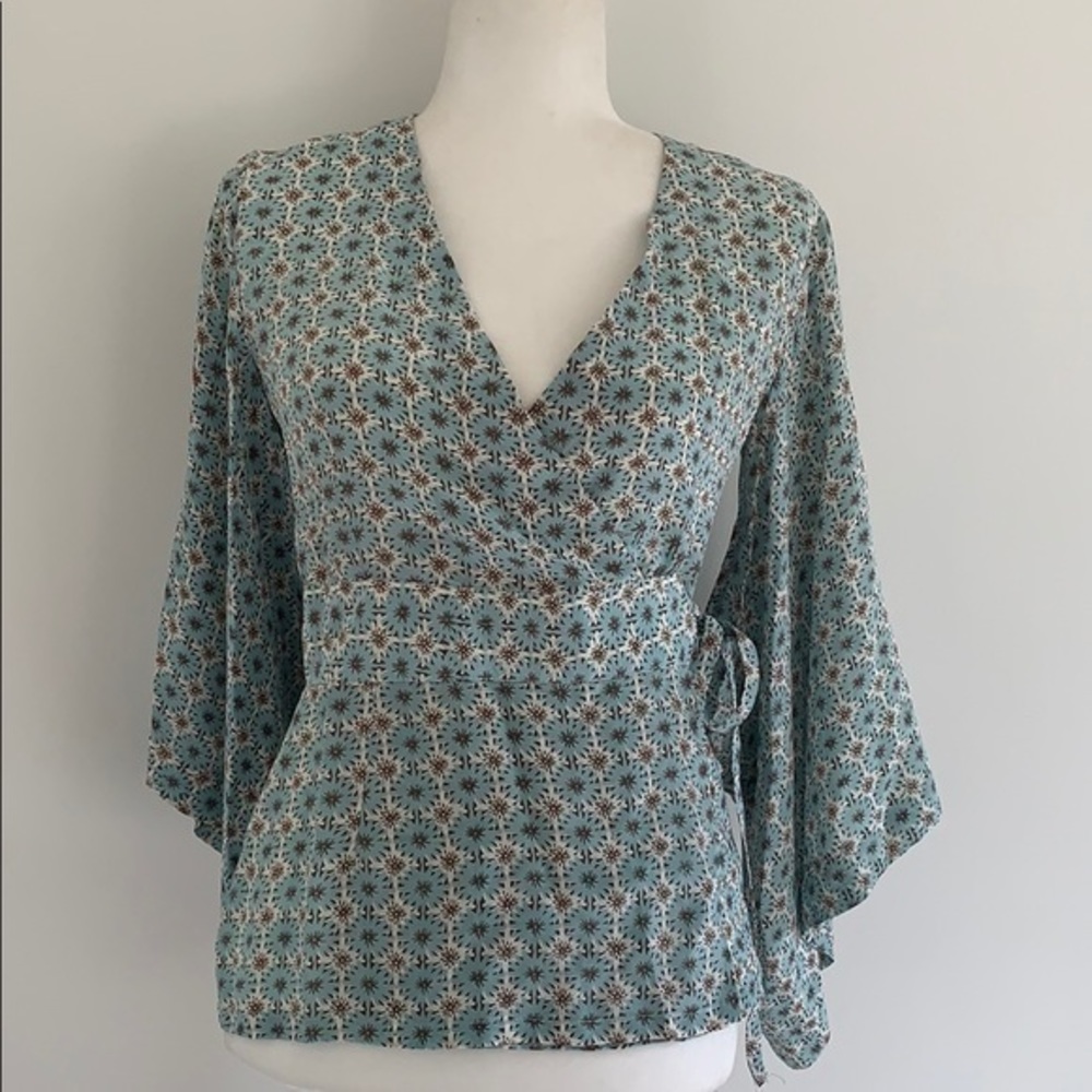 Stella Forest silk wrap around boho blouse. S/36